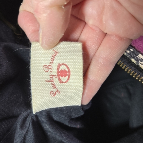 Vtg y2k Lucky Bag canvas floral suede large tote bucket bag - Picture 3 of 9